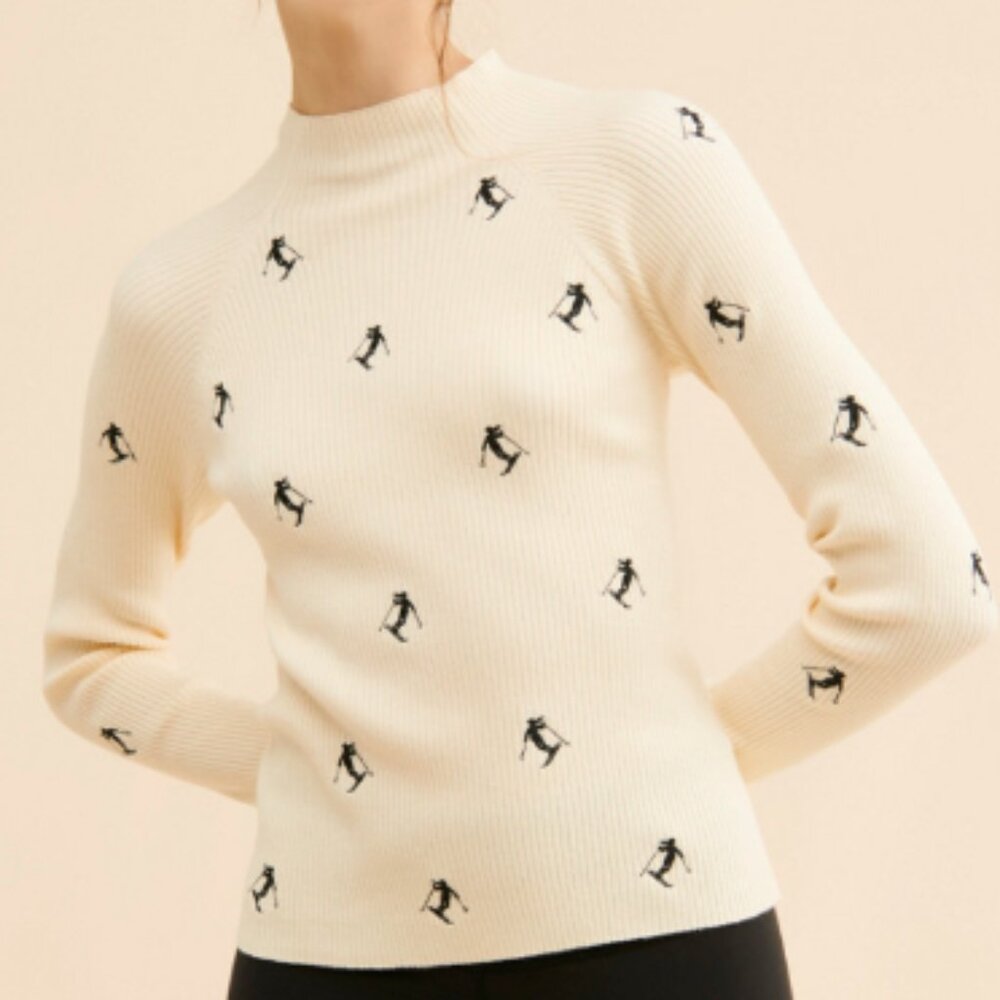 Anthropologie Maeve Skier ⛷️Ribbed Mock Neck Sweater XL